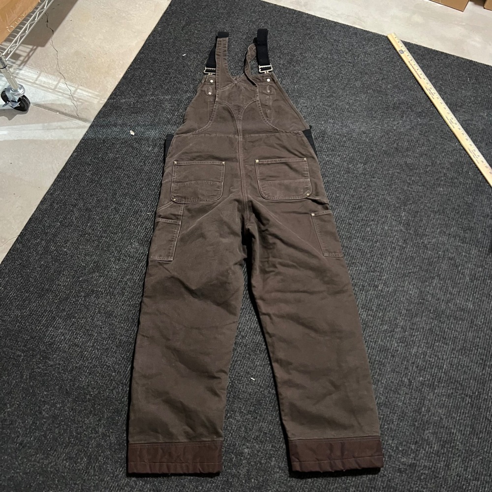 Carhartt Bib Overalls Mens L Brown Loose Fit Insulated OR4031-M Duck Canvas Work - Picture 7 of 11